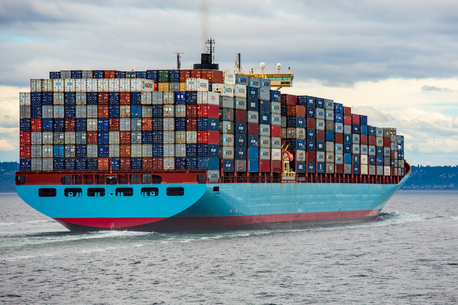 Stacked shipping containers